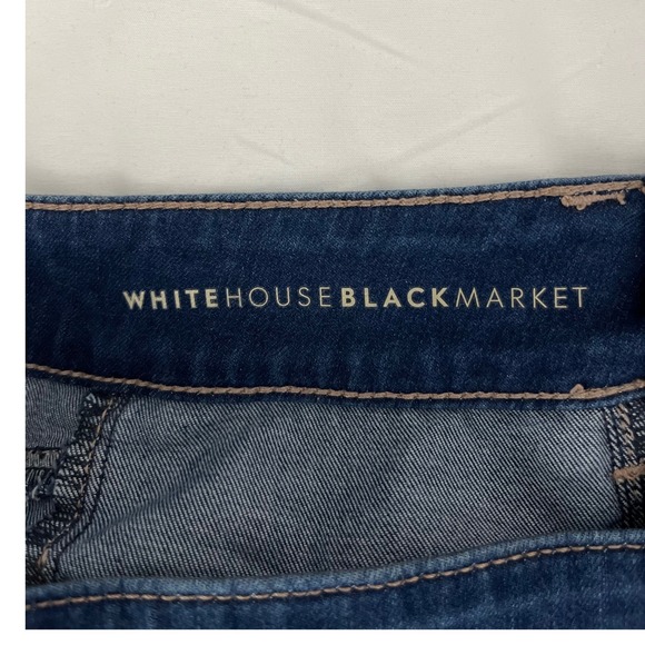 White House Black Market Steampunk The Skinny Crop Zipper Dark Wash Jeans 00 - Picture 4 of 6